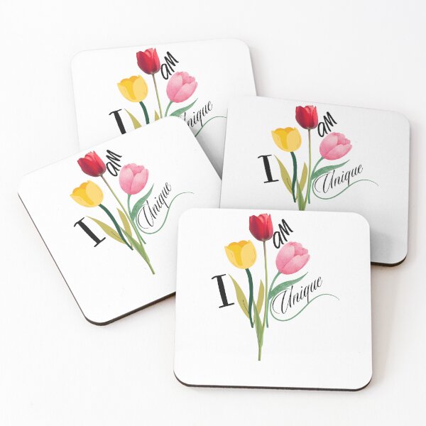 Item preview, I Am Unique Minimalistic Inspirational Floral Quote Art designed and sold by cosmiccircles01.