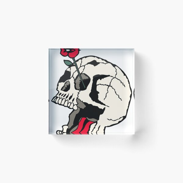 Item preview, rose flower skull old school designed and sold by Achille3777.