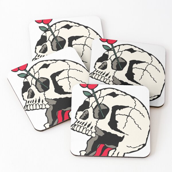 Item preview, rose flower skull old school designed and sold by Achille3777.