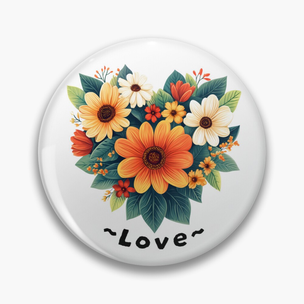 Heart-Shaped Floral Arrangement Pin