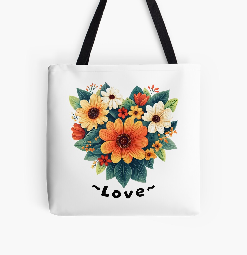 Heart-Shaped Floral Arrangement Tote