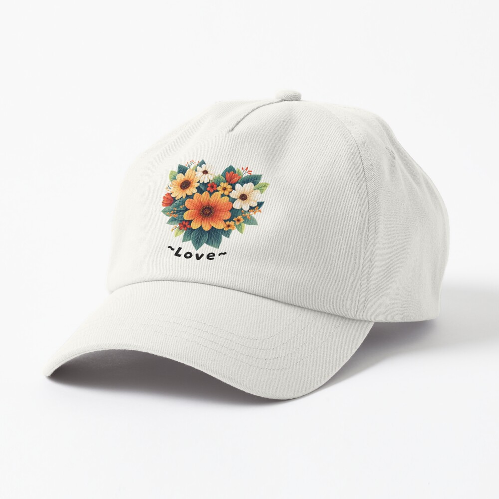 Dad Hat Lovely Hearth Shaped Flower Arrangment Colorful Flowers Dad Hat