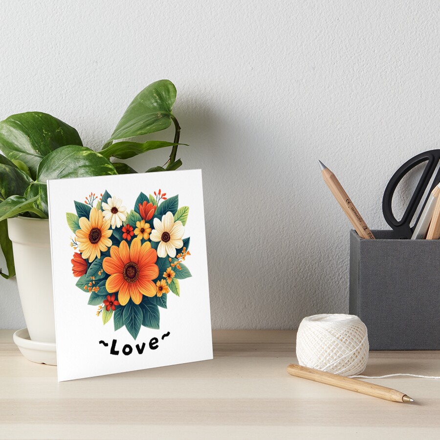 Art Board Print: Heart-Shaped Floral Arrangement
