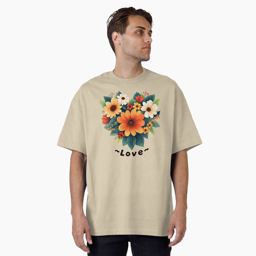 Heart-Shaped Floral Arrangement Oversized Tee