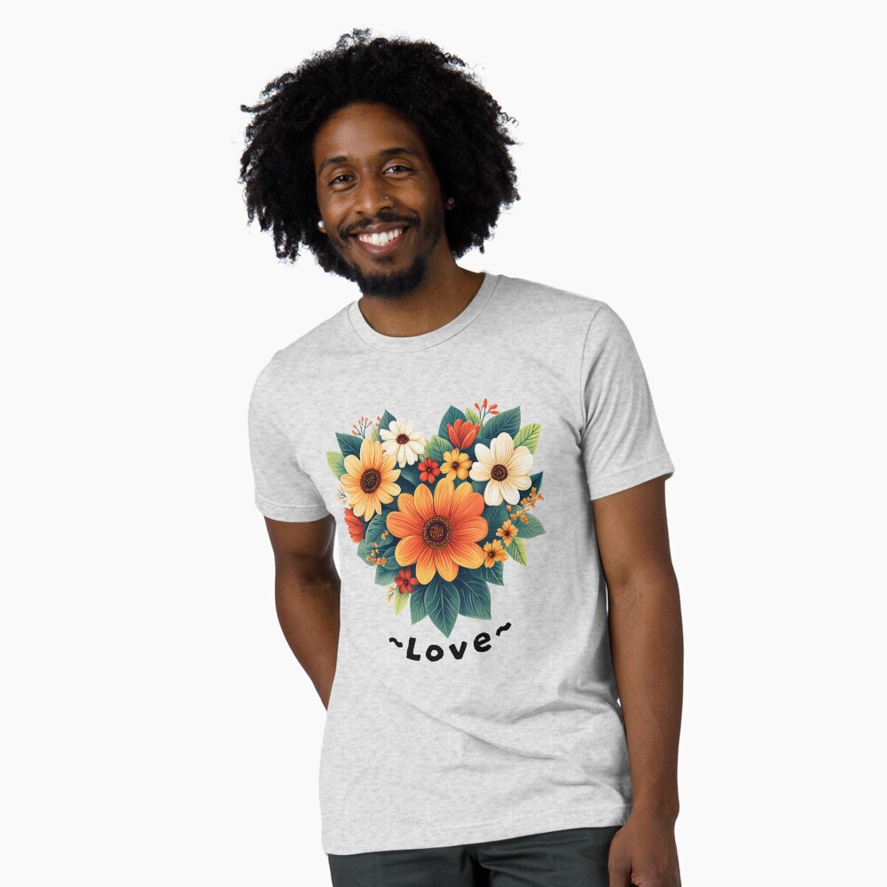 Tri-blend T-Shirt Lovely Heart-Shaped Flower Arrangement Colorful Flowers