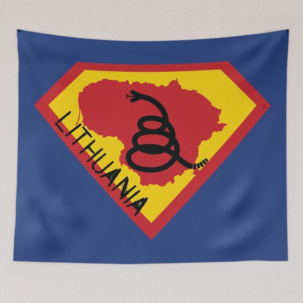 Item preview, LITHUANIA SHIELD - Freedom Is The Superpower - Modern Gadsden Snake Flag - Dont Tread On Me SUPERHERO spellout design designed and sold by pelagio.