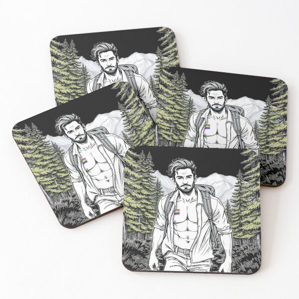 Item preview, Hiker Line Drawing with Pride Tattoo designed and sold by Tims-Tees.