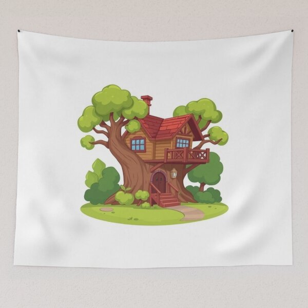 Item preview, Treehouse Building Cartoon Vector Icon designed and sold by hjian8219.