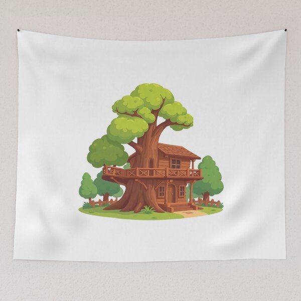 Item preview, Treehouse Building Cartoon Vector Icon designed and sold by hjian8219.