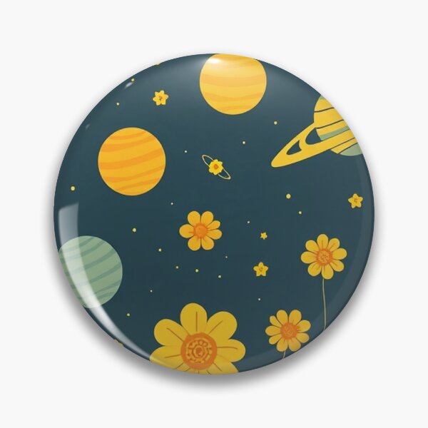 Item preview, Cute Yellow Retro Space Pattern with Planets and Flowers designed and sold by hjian8219.