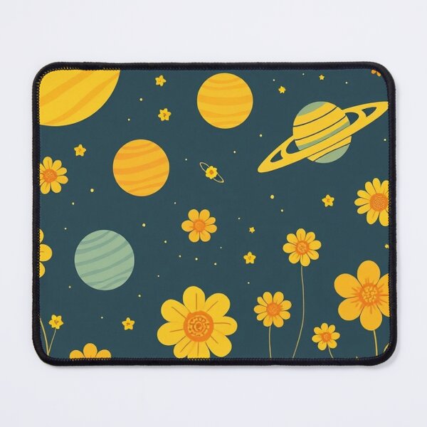 Item preview, Cute Yellow Retro Space Pattern with Planets and Flowers designed and sold by hjian8219.