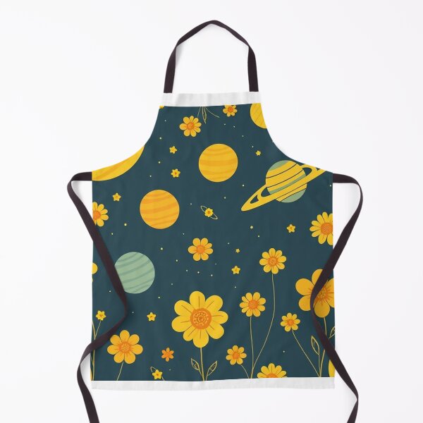 Item preview, Cute Yellow Retro Space Pattern with Planets and Flowers designed and sold by hjian8219.