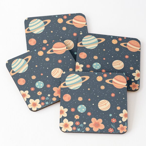 Item preview, Cute Yellow Retro Space Pattern with Planets and Flowers designed and sold by hjian8219.