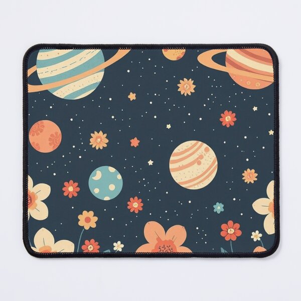 Item preview, Cute Yellow Retro Space Pattern with Planets and Flowers designed and sold by hjian8219.