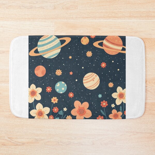 Item preview, Cute Yellow Retro Space Pattern with Planets and Flowers designed and sold by hjian8219.