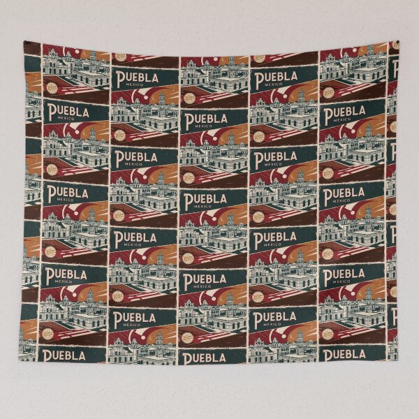 Item preview, Puebla Mexico 1950s Vintage Travel Tourism Poster  designed and sold by TravelersGems.