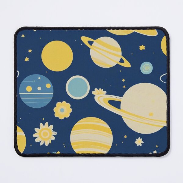 Item preview, Cute Yellow Retro Space Pattern with Planets and Flowers designed and sold by hjian8219.