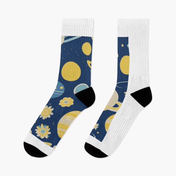 Item preview, Cute Yellow Retro Space Pattern with Planets and Flowers designed and sold by hjian8219.