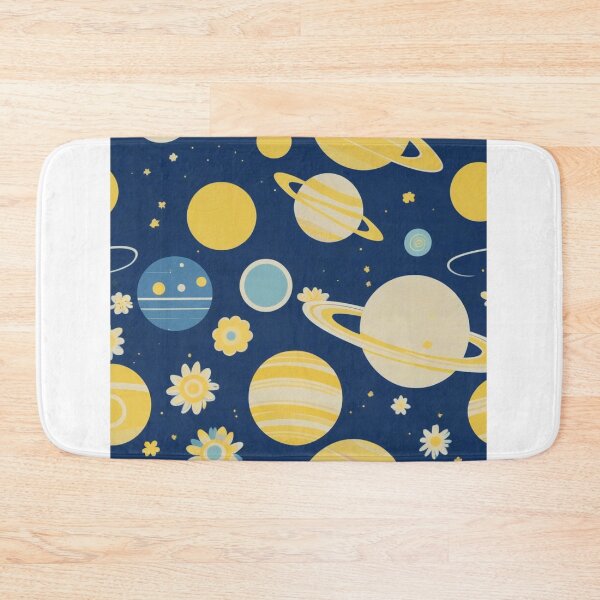 Item preview, Cute Yellow Retro Space Pattern with Planets and Flowers designed and sold by hjian8219.