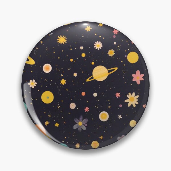 Item preview, Cute Yellow Retro Space Pattern with Planets and Flowers designed and sold by hjian8219.