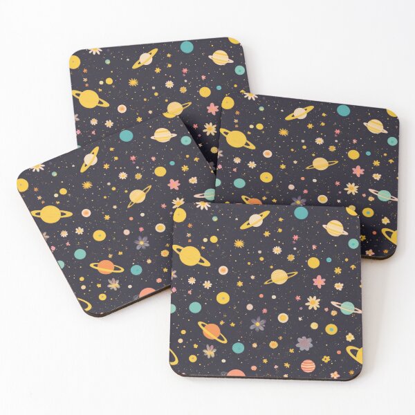 Item preview, Cute Yellow Retro Space Pattern with Planets and Flowers designed and sold by hjian8219.