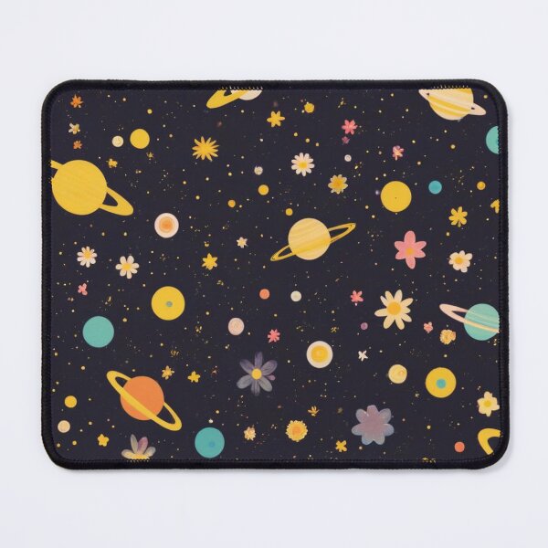 Item preview, Cute Yellow Retro Space Pattern with Planets and Flowers designed and sold by hjian8219.