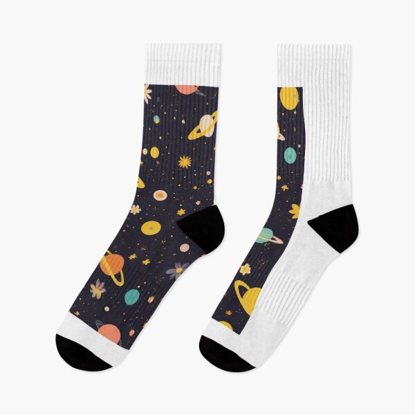 Item preview, Cute Yellow Retro Space Pattern with Planets and Flowers designed and sold by hjian8219.