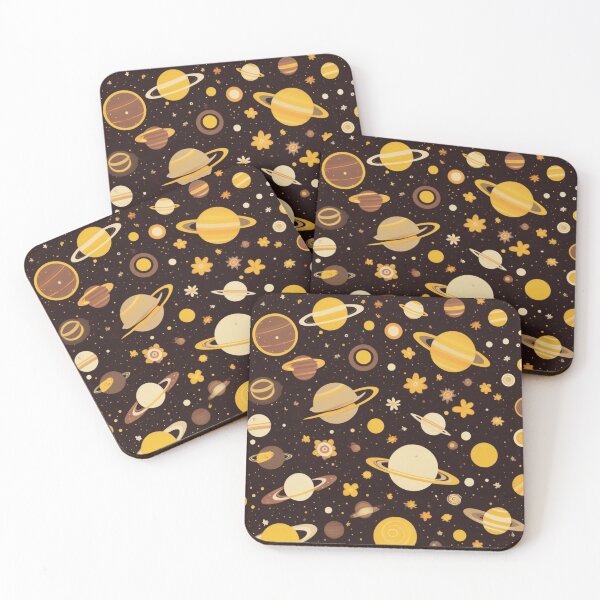 Item preview, Cute Yellow Retro Space Pattern with Planets and Flowers designed and sold by hjian8219.