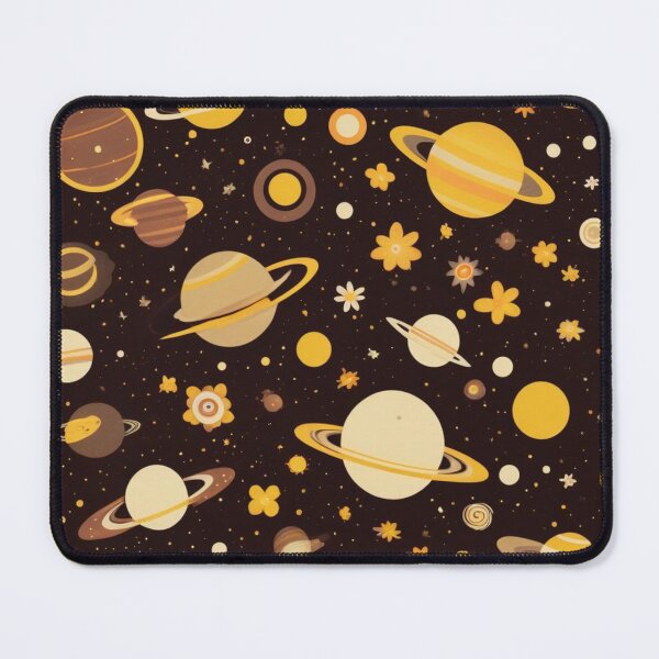 Item preview, Cute Yellow Retro Space Pattern with Planets and Flowers designed and sold by hjian8219.