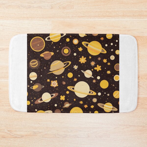 Item preview, Cute Yellow Retro Space Pattern with Planets and Flowers designed and sold by hjian8219.