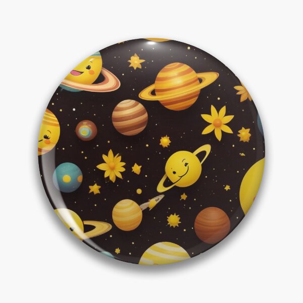 Item preview, Cute Yellow Retro Space Pattern with Planets and Flowers designed and sold by hjian8219.