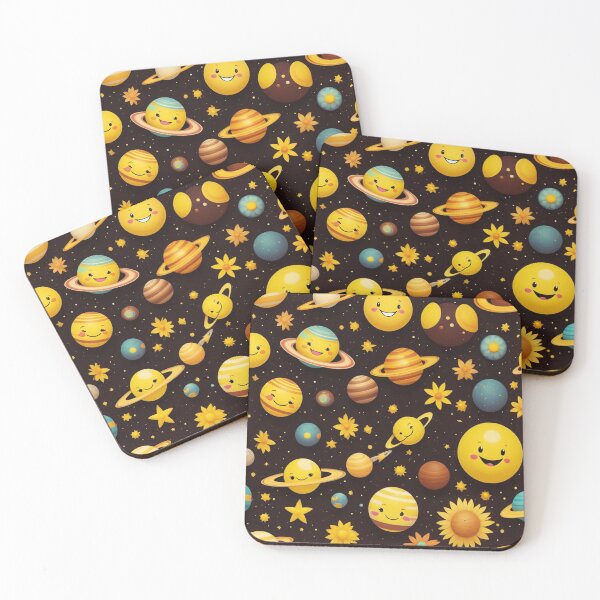 Item preview, Cute Yellow Retro Space Pattern with Planets and Flowers designed and sold by hjian8219.