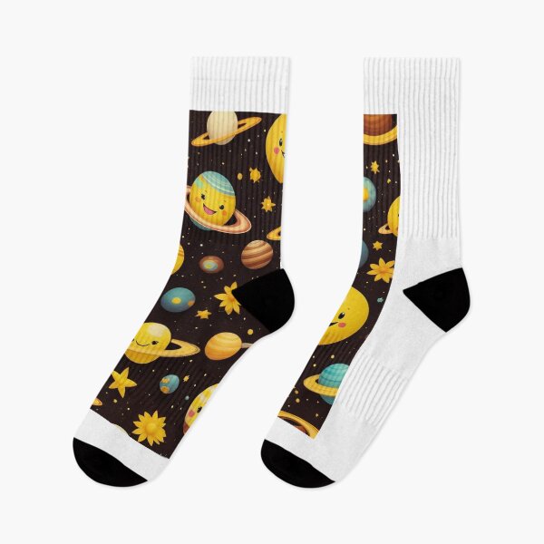 Item preview, Cute Yellow Retro Space Pattern with Planets and Flowers designed and sold by hjian8219.