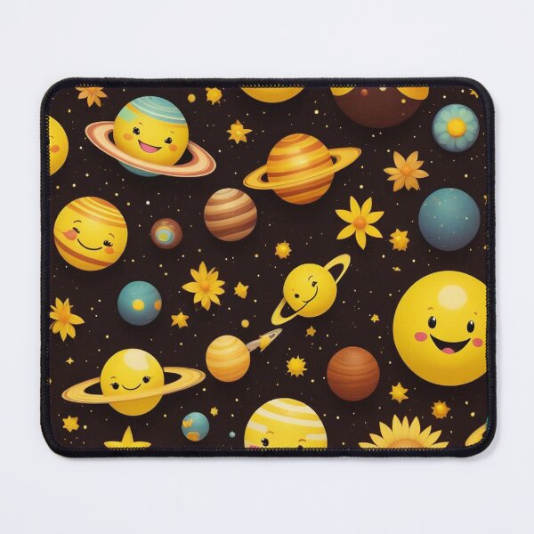 Item preview, Cute Yellow Retro Space Pattern with Planets and Flowers designed and sold by hjian8219.