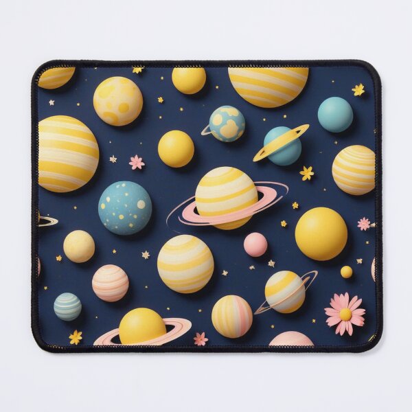 Item preview, Cute Yellow Retro Space Pattern with Planets and Flowers designed and sold by hjian8219.