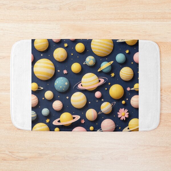 Item preview, Cute Yellow Retro Space Pattern with Planets and Flowers designed and sold by hjian8219.