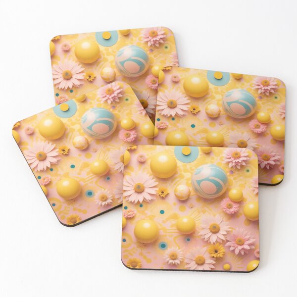 Item preview, Cute Yellow Retro Space Pattern with Planets and Flowers designed and sold by hjian8219.