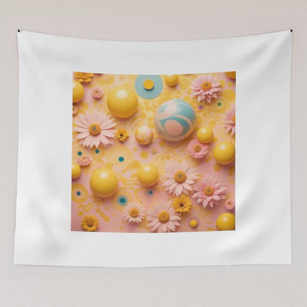 Item preview, Cute Yellow Retro Space Pattern with Planets and Flowers designed and sold by hjian8219.