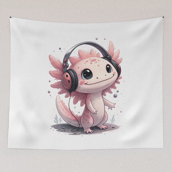 Item preview, Cool kawaii Axolotl wearing headphones designed and sold by glenwith1na.
