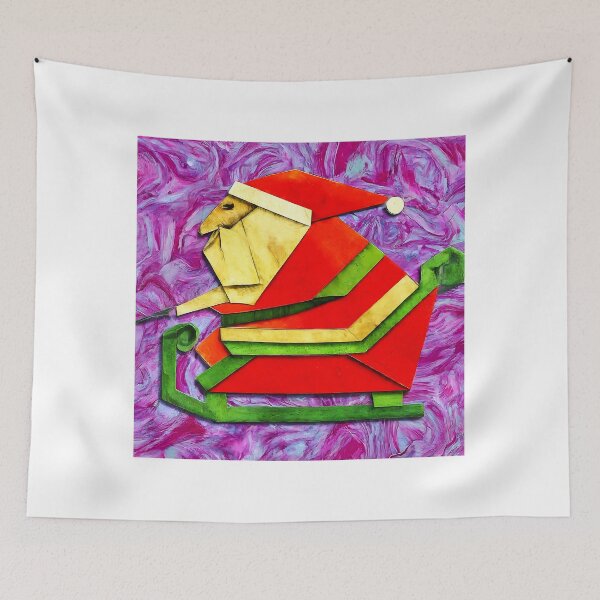Item preview, Christmas Santa Art , Unique Holiday Graphic , Festive Santa Sled , Colorful Christmas , Holiday Gift  designed and sold by Indyadizine.