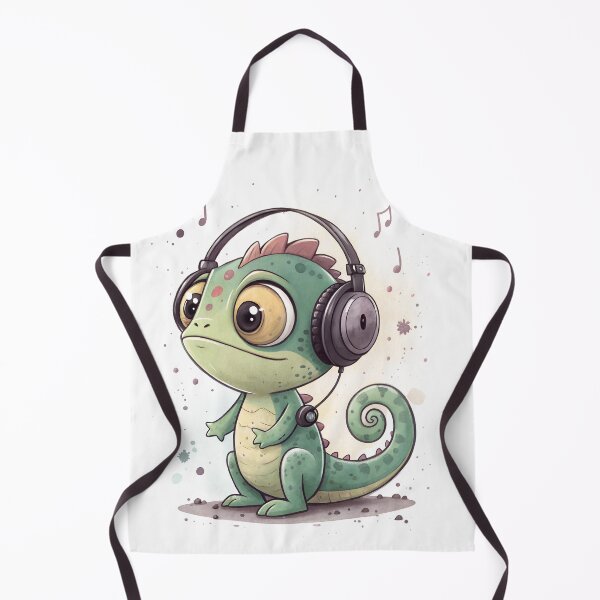 Item preview, Cool kawaii Chameleon wearing headphones designed and sold by glenwith1na.
