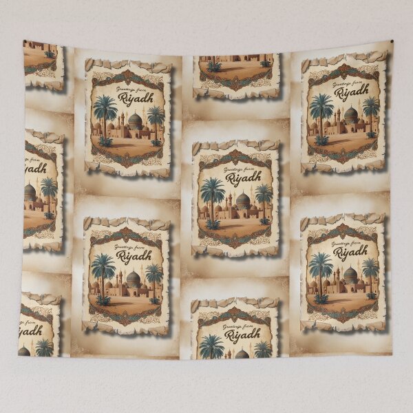 Item preview, Riyadh Vintage Travel Retro Postcard Design designed and sold by TravelPostcardGems.