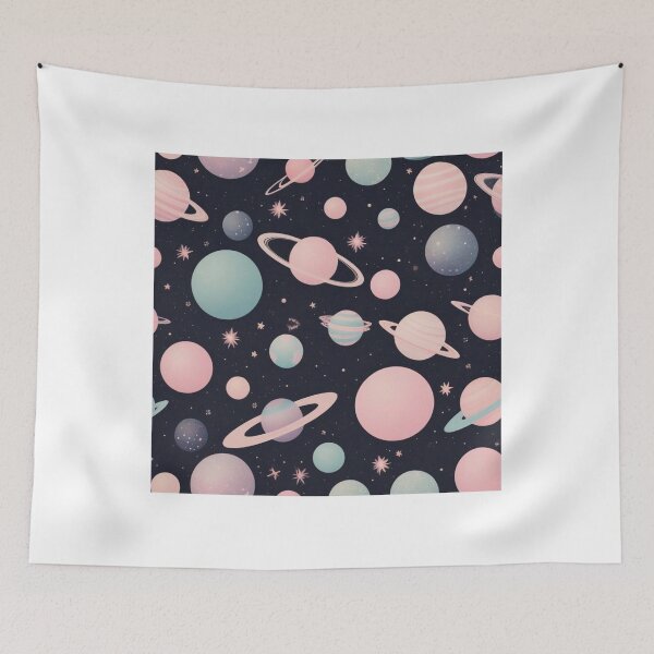 Item preview, Cute  Retro Space Pattern with Planets and Flowers designed and sold by hjian8219.