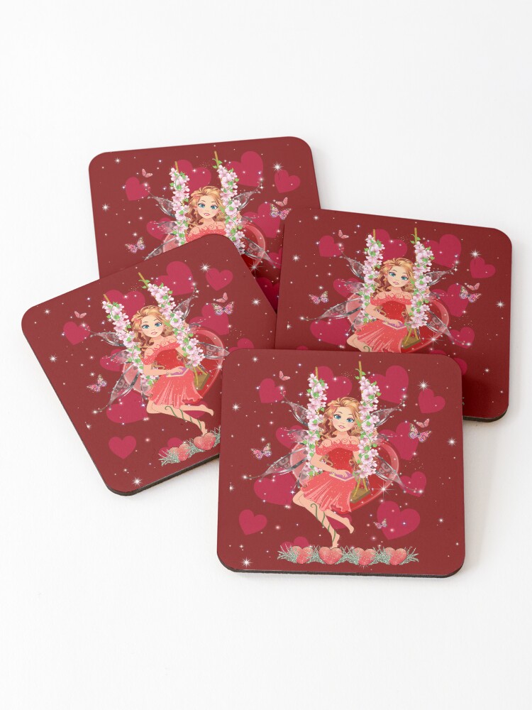Thumbnail 1 of 5, Coasters (Set of 4), Felicia's Valentine Wrapped In Love Collection designed and sold by TeelieTurner.
