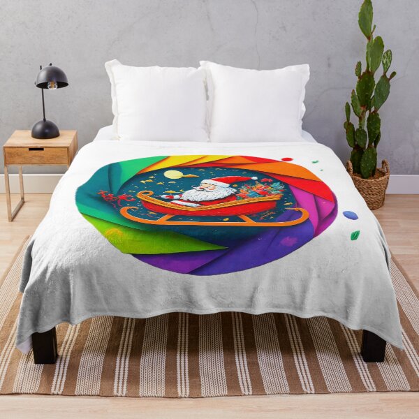 Artikelvorschau, Bunter Weihnachtsmannschlitten, Weihnachtsfeiertage, festliche Weihnachtsmänner, Weihnachtsmann in Regenbogenfarben entworfen und verkauft von Indyadizine.