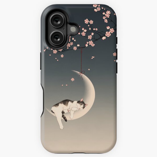 Item preview, Cat Sleeps on Hanging Moon - Sakura Breeze designed and sold by Broccoli  Cat Art.