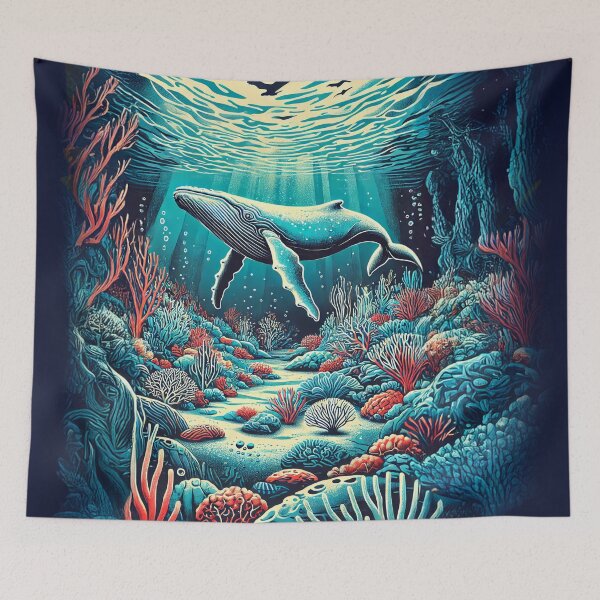 Item preview, Majestic Whale Above a Vibrant Ocean Floor designed and sold by CreaTahiti.
