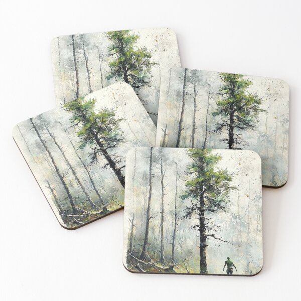 Item preview, Lone Wanderer in Misty Forest Path Painting designed and sold by Paintings By Simon .