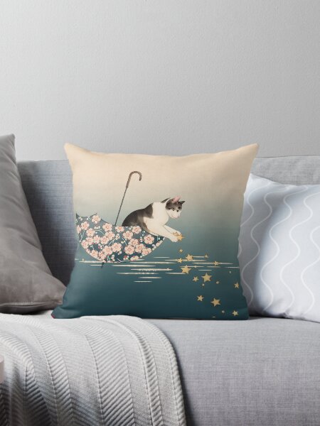 Artikel-Vorschau von Katze segelt in einem Schirmboot über den Sternenfluss, designt und verkauft von Broccoli  Cat Art.