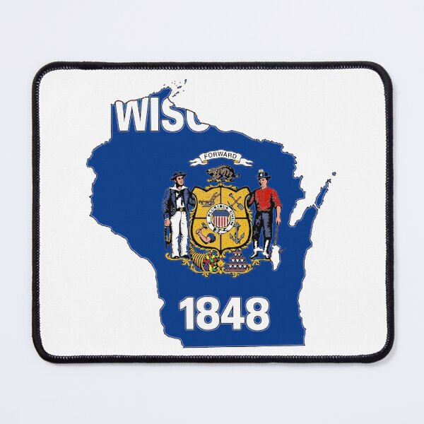 Item preview, Wisconsin Map with Wisconsin State Flag designed and sold by Havocgirl.